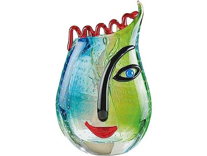 GILDE GLAS art Vase Gesicht - Skulptur und Dekoobjekt handgefertigt - H 28 cm