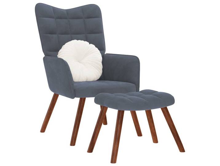 vidaXL Relaxsessel, Relaxsessel mit Hocker Dunkelgrau Samt
