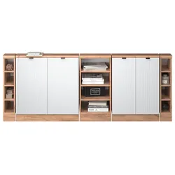 Vicco, Regal, Dachschrägenschrank-Set, Weiss Riffel/Goldkraft Eiche, 210 cm 5er Set (46 x 210 x 83.80 cm)