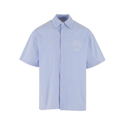 Langarmhemd ANOTHER COTTON LAB "Another Cotton Lab Another Cotton Lab Another Short Sleeve Shirt", Herren, Gr. M, US-Größen, blau, 100% Baumwolle, normal, Hemden