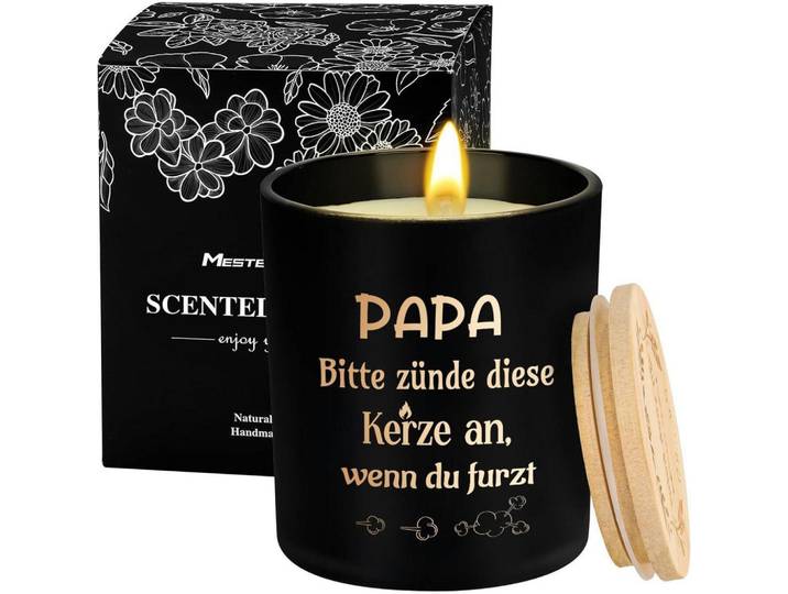 Duftkerze Ebenholz Sandelholz 50 Stunden Brenndauer, Schwarz, Paraffin, 9 cm, Dekoration, Kerzen & Kerzenhalter, Duftkerzen