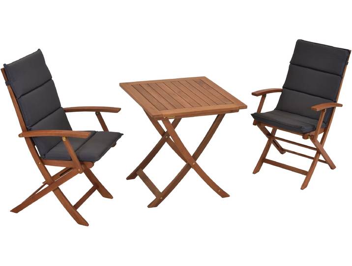 Balkonset MERXX Comodoro , braun, B:64,5cm H:100cm T:56cm, FSC-zertifiziertes Massivholz, Sitzmöbel-Sets, Balkonset, 2 Klappsessel und Klapptisch
