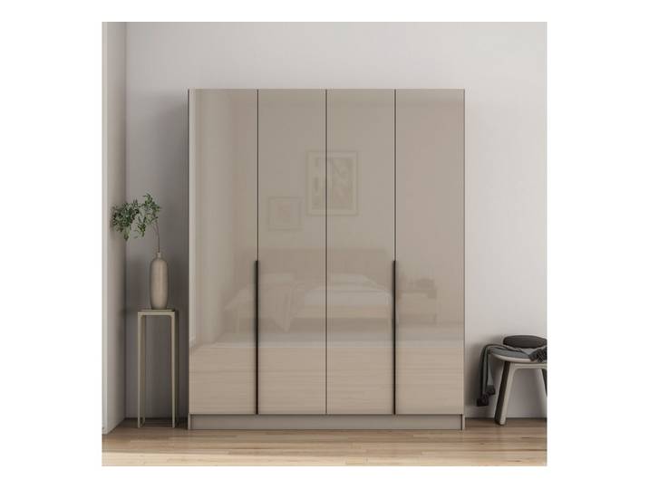 OTTO home Kleiderschrank Annor Schlafzimmerschrank Breite 162cm hochglanz Schrank Garderobe (Mit 2 großen Spiegeln and den Innenseiten der Türen) Drehtürenschrank mit perfekter Innenausstattung - elegante Türgriffe