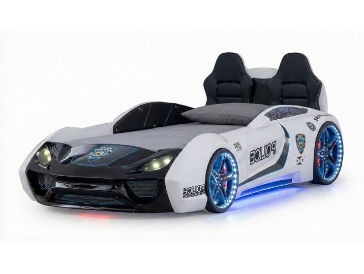 Xlmoebel Autobett Weißes Rennbett für Jungen im modernen Autobett-Design (Autobett 122 x 250 x 76 cm), Made in Europa