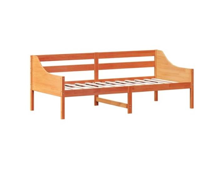 KTHLBRH Dormeuse Holz Kiefer Braun Wachs 80 x 200 cm Gestell aus Massivholz, Lattenrost aus Sperrholz, Sicherheitsgitter, Mehrzweck-Schlafsofa