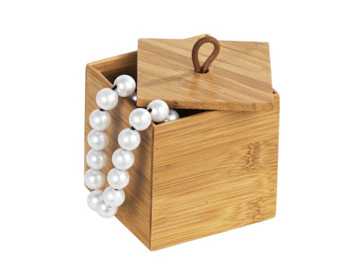 Box mit Deckel Terra aus Bambus, 9x9x9 cm