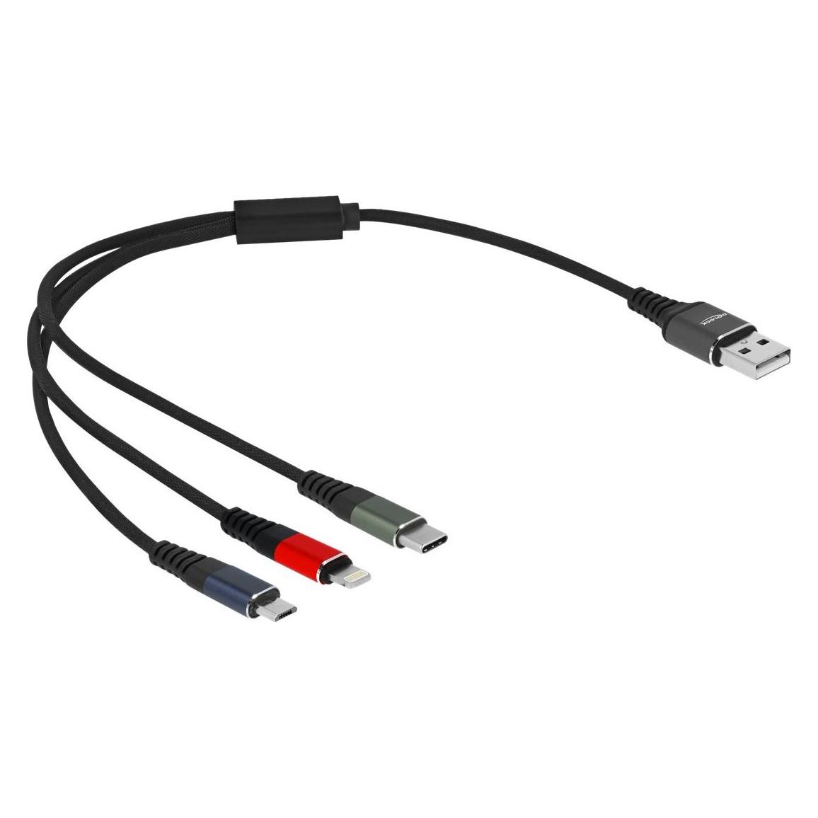 Delock USB A - USB Micro B/Lightning/USB C (0.30 m, USB 2.0) (87236)