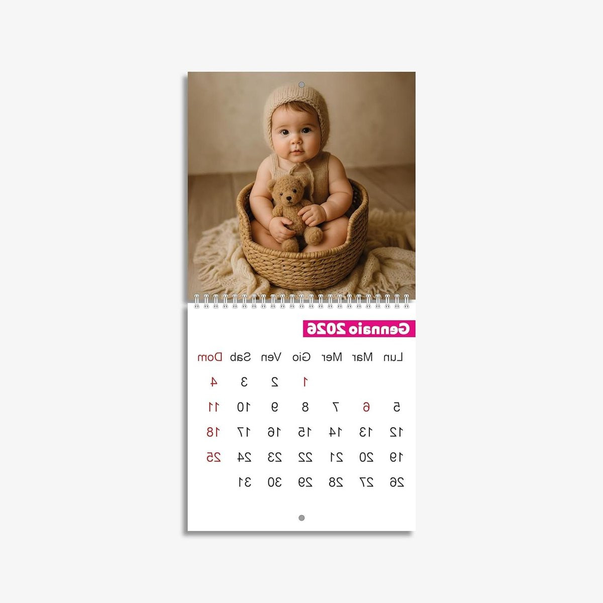 Personaliseerbare Wandkalender 2024 met Foto's - Wit - 20 x 20 cm
