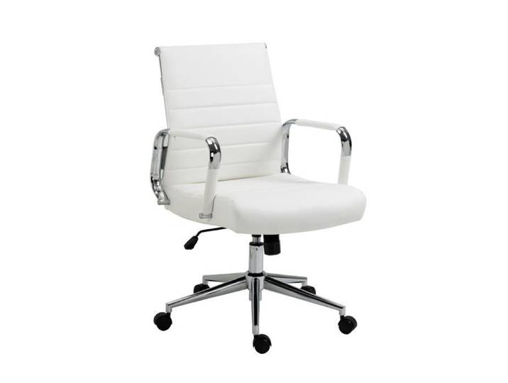 SVITA ELEGANCE COMFORT Chaise de bureau Chaise pivotante Fauteuil de direction en similicuir blanc