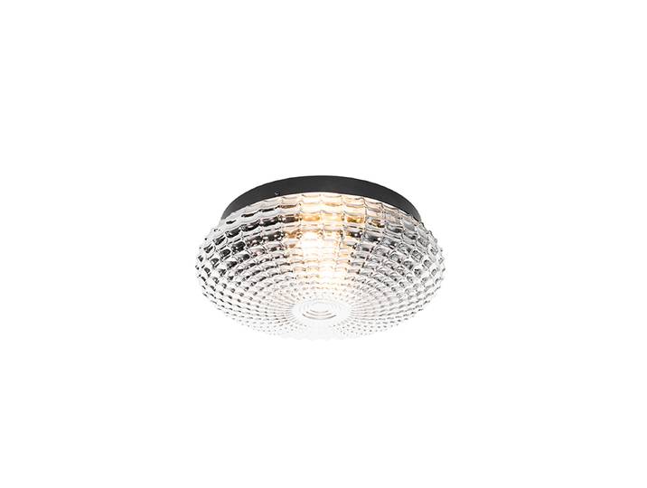 Plafonnier classique noir avec verre fumé 30 cm IP44 - Nohmi