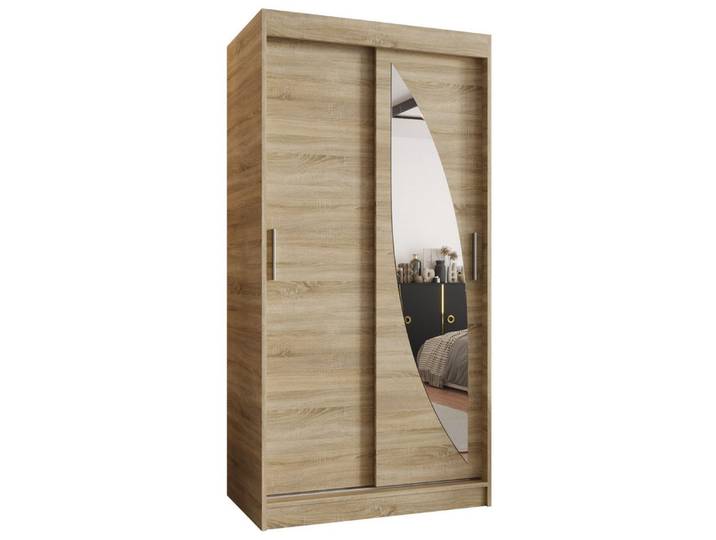 ABIKS MÖBEL Schwebetürenschrank MILO Schlafzimmerschrank, mit Spiegel, Kleiderstange und Regalen