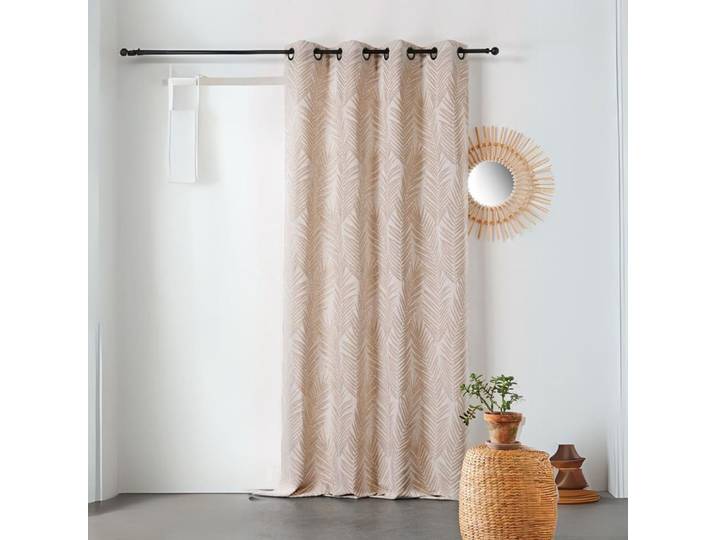 Rideau imprimé feuille de palmier coton naturel 140x240 cm