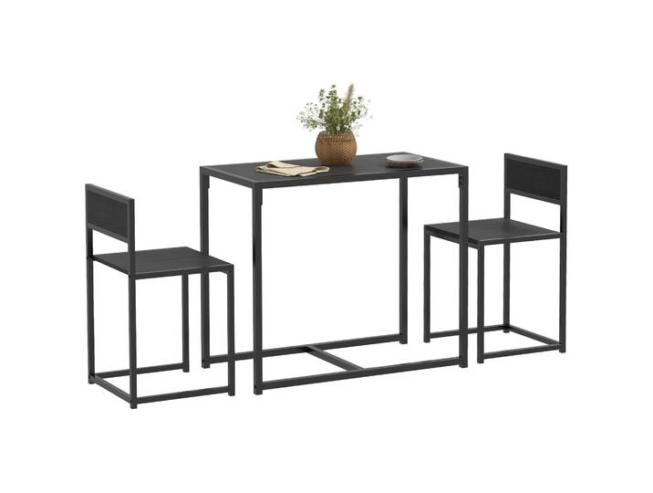 HOMCOM Ensemble table et chaises pour 2 personnes, table de cuisine avec chaises, table à manger 3 pièces avec 2 chaises encastr