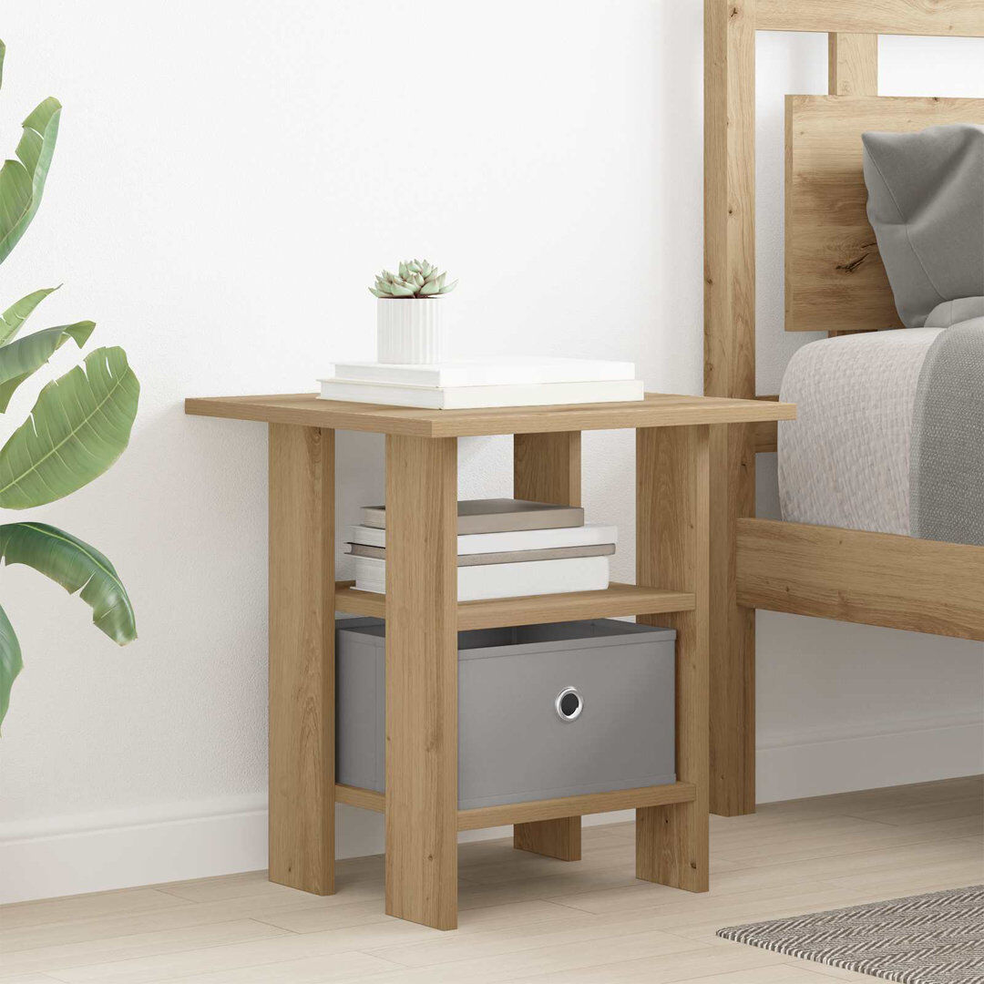 17 Stories 41cm W Manufactured Wood Bedside Table Artisan Oak 45cm H X 41cm W X 40cm D