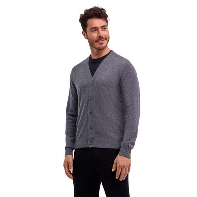 Cardigan FALKE "Pure Cashmere", Herren, Gr. S, grau (dunkelgrau, heather (3278)), Strickjacken