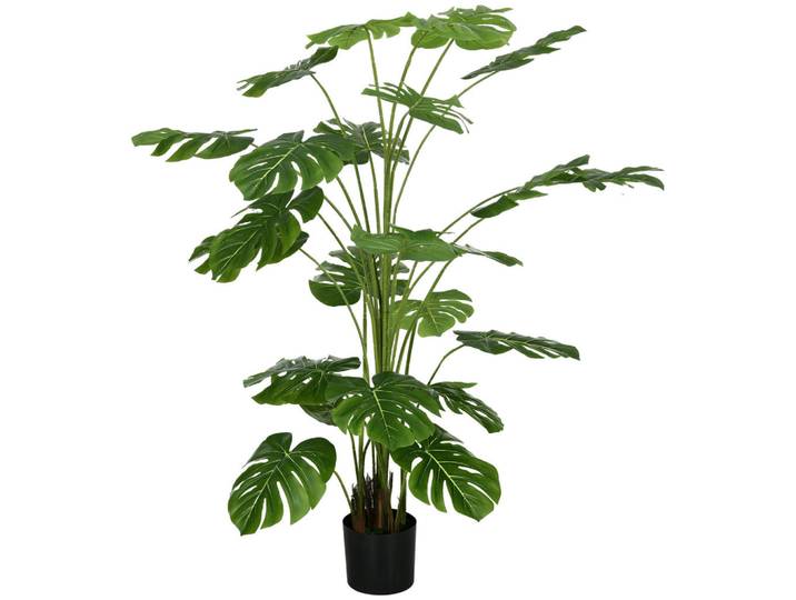 Homcom Künstliche Pflanzen, Kunst Monstera Deliciosa, 180 cm Kunstpflanze mit Topf, Grün, Kunststoff, 180 cm, Dekoration, Blumen & Blumentöpfe, Kunstpflanzen