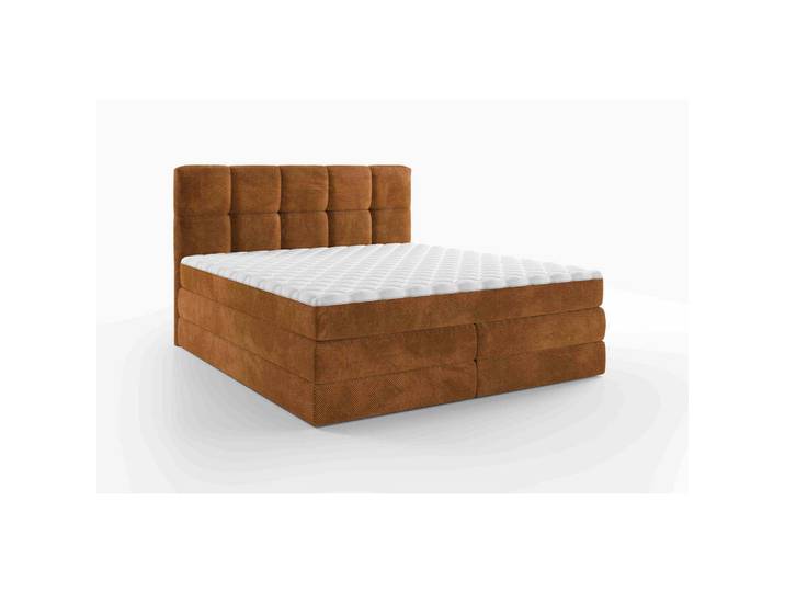 Esposa Boxspringbett, Orange, Kunststoff, H3 + H4, Höhe ca. 19 cm, 140x200 cm, Stoffauswahl, Wendematratze mit unterschiedlichen Härtegraden, in verschiedenen Größen erhältlich, Matratze Härtegraden Härtegradauswahl, Schlafzimmer, Betten, Boxspringbetten