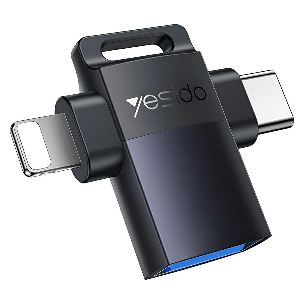 Yesido - OTG Adapter (GS35) - USB3.0 to Lightning, Type-C, Aluminum Alloy, Mini Design - Grey (Lightning) (60993508)