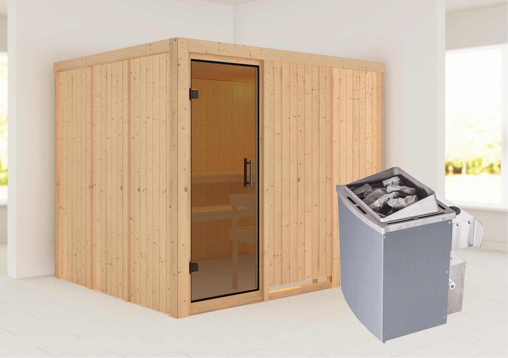 KARIBUHOLZT Sauna Gobin Front, 9kW integr.Strg graphitf. GGT 09231517