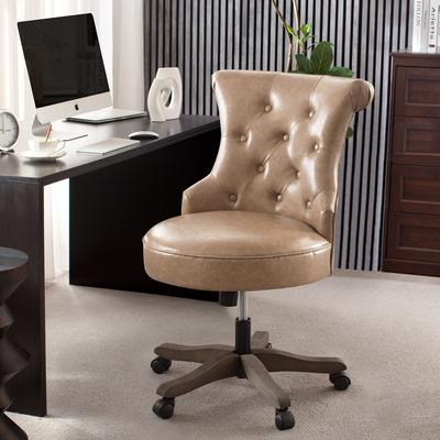 HUIMO Office Chair with Wheels, Adjustable Height, Linen Fabric Upholstered Computer Desk Chair Swivel