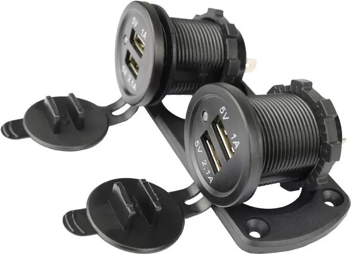 INF Chargeur de voiture double USB avec lumière bleue (panneau à 2 prises)