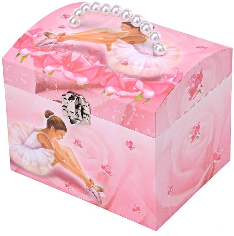 Grande Boite à Bijoux Musicale Phosphorescent Ballerine Vanity Case Rose - Trousselier