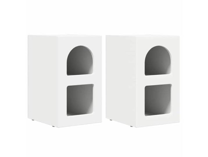 KUTYWEXFM Nachttisch 2er Set Weiß 29,5x33,5x50cm Holzwerkstoff Kompakter Nachtschrank für Schlafzimmer und kleine Räume mit mehreren Ablagefächern für Bücher und Dekoration.