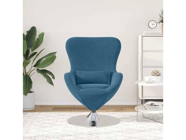 Confortable Fauteuil œuf Bleu Velours avec manuel de montage（71970024）VIDAXL
