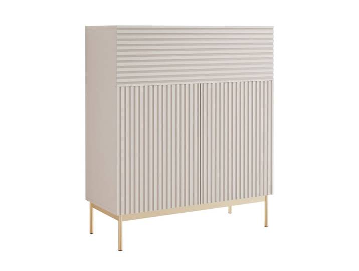 Buffet haut 2 portes avec abattant et led gris cachemire 92 cm
