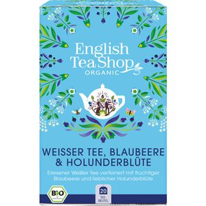 EnglishTeaShop Tee Weißer Tee, Blaubeere & Holunderblüte, BIO, Weißer Tee, 30 g, 20 Beutel