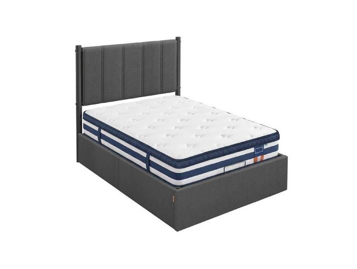 VASAGLE Polsterbett Bettgestell, Bettrahmen, Bett, modern, einfache Montage, Kopfteil, Polsterbett und Matratze Set, mit Stauraum 90x200 cm