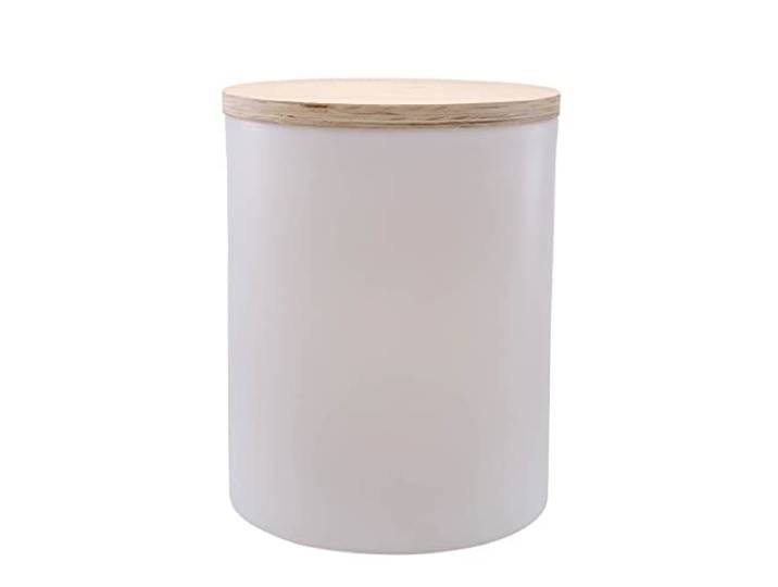 8 seasons Design Beistelltisch Garten Solar 45 cm, Shining Drum (weiß), LED warmweiß, Dämmerungssensor – wetterfest – für außen, inkl. Holz-Deckel – Pflanzentopf, Getränkekühler