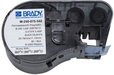 Brady M-250-075-342 cinta termorretráctil negro sobre blanco 19,05 mm x 11,15 mm