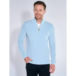 engbers Herren Stehkragen-Pullover mit Reißverschluss Blau regular uni Zipper - XL