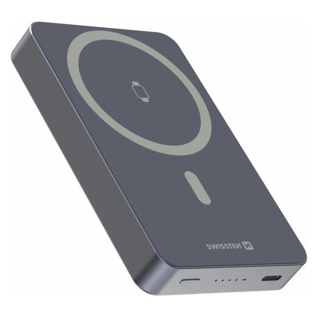 Swissten Power Bank Fusion 10000 mAh with Apple Watch Charger (Magsafe Compatible) - Silver (10000 mAh, 20 W, 38.50 Wh) (22013983)