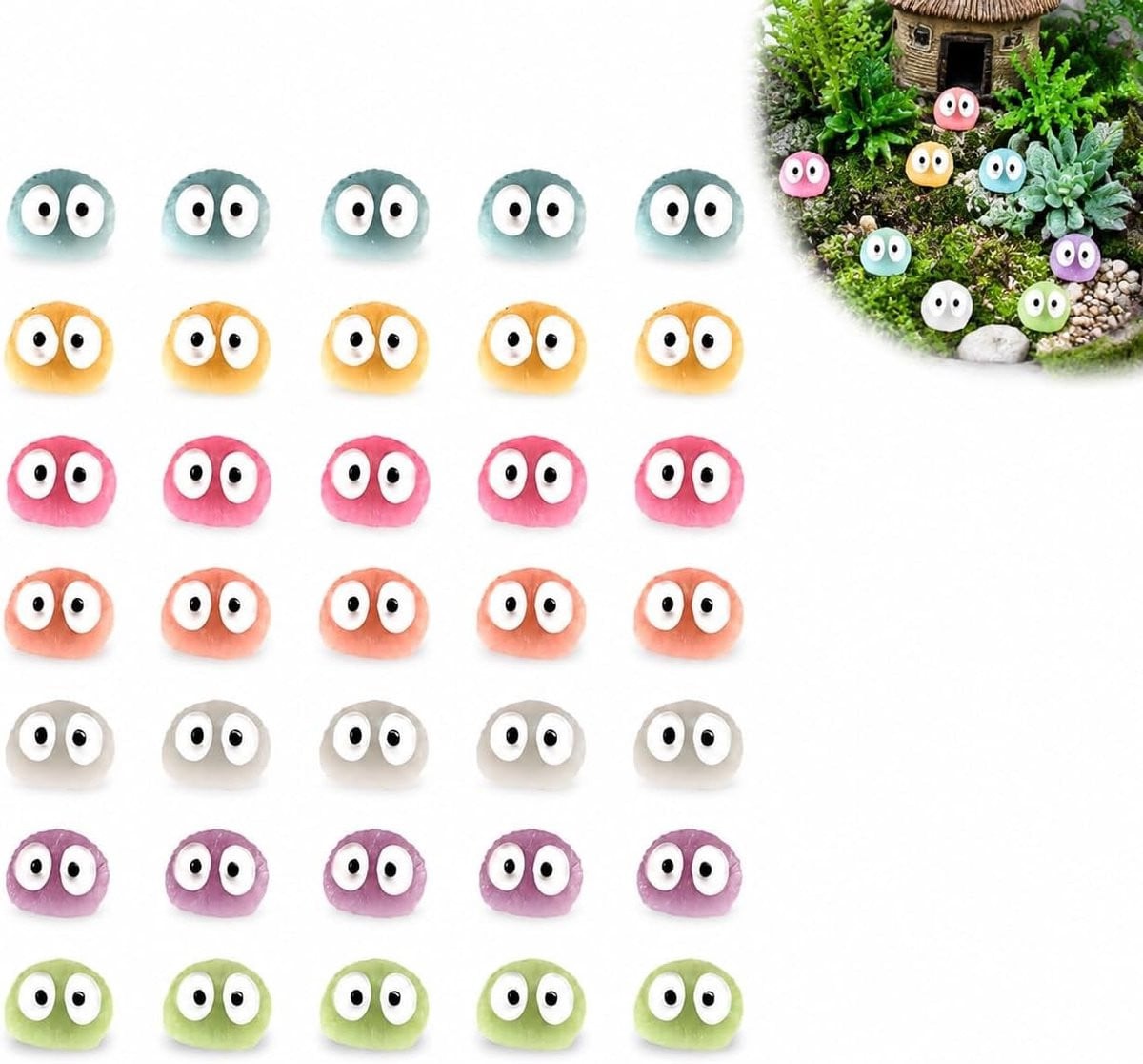 Set van 35 Luminous Mini Tuinfiguren voor Decoratie van Plantenbakken en Sprookjestuinen Binnen en Buiten