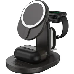 OtterBox 3-in-1-Ladestation für MagSafe (ohne Kabel u. Ladegerät) (15 W), Wireless Charger, Schwarz