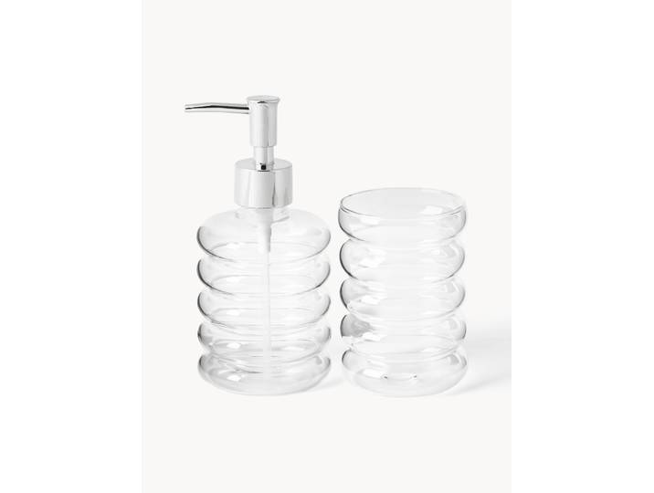 Mondgeblazen badkameraccessoires Bubbly, 2-delig