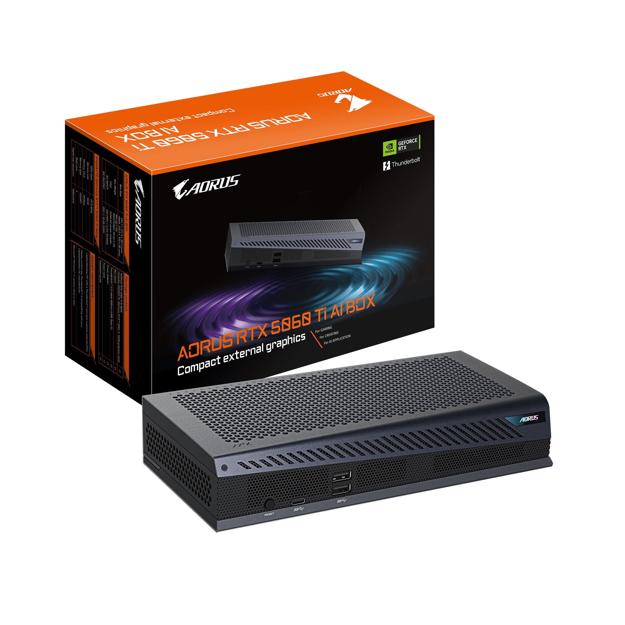 GIGABYTE GeForce RTX 5060 Ti AORUS AI BOX 16GD Externe Grafikkarte HDMI/DP/TB5 GV-N506TIXEB-16GD