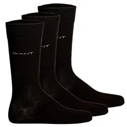 GANT Herren Socken, 3er Pack - Soft Cotton Socks, Strümpfe, einfarbig Schwarz / 43-45