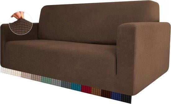 Elastische bankhoes voor 2 personen, bruin, jacquard stretchmateriaal