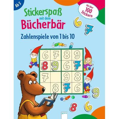 Stickerspaß mit dem Bücherbär. Zahlenspiele von 1 bis 10, Taschenbuch von Kristin Farbig illustriert Labuch, Arena, 978-3-401-71242-0