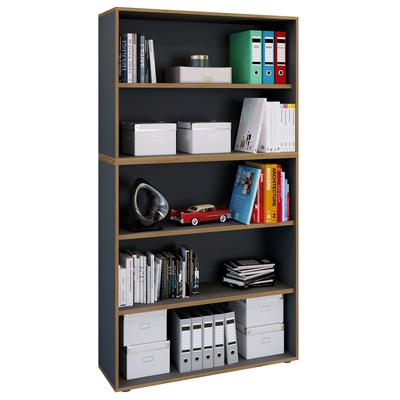 Bücherregal VCM "Holz Büro Regal Bücher Ordner Salia 5fach B. 100cm", schwarz (anthrazit), B:100cm T:33cm, Regale, Bücherregal