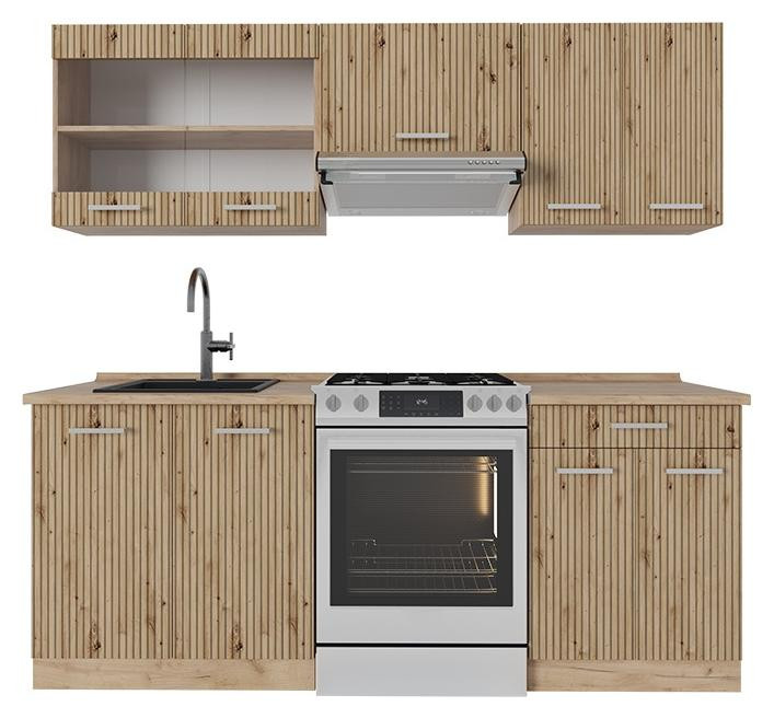 Vicco R-Line Complete keukeneenheid in Artisanaal eiken/Goudkraft eiken, Breedte: 200 cm
