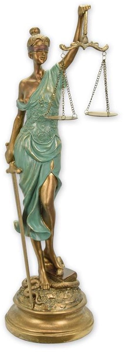 Bronskleurig Resin beeld Vrouwe Justitia, Hoogte: 52,9 cm