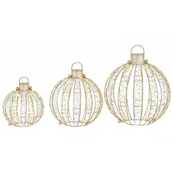 WEIHNACHTSBELEUCHTUNG 3er Set Metall Polyester Goldfarben