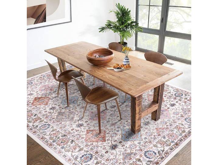 Tapis floral vintage - LUNSY - Lavable en machine - 200x290 cm - Cachemire synthétique - Motif floral