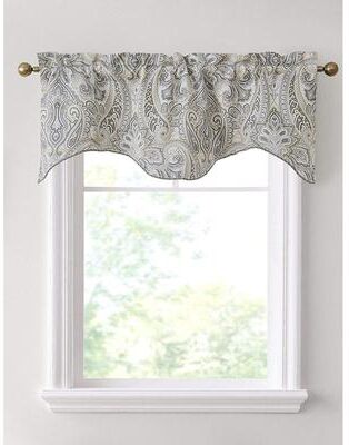 HLC.me Paris Paisley Decorative Rod Pocket Short Scalloped Curtain Valance, Single Valance