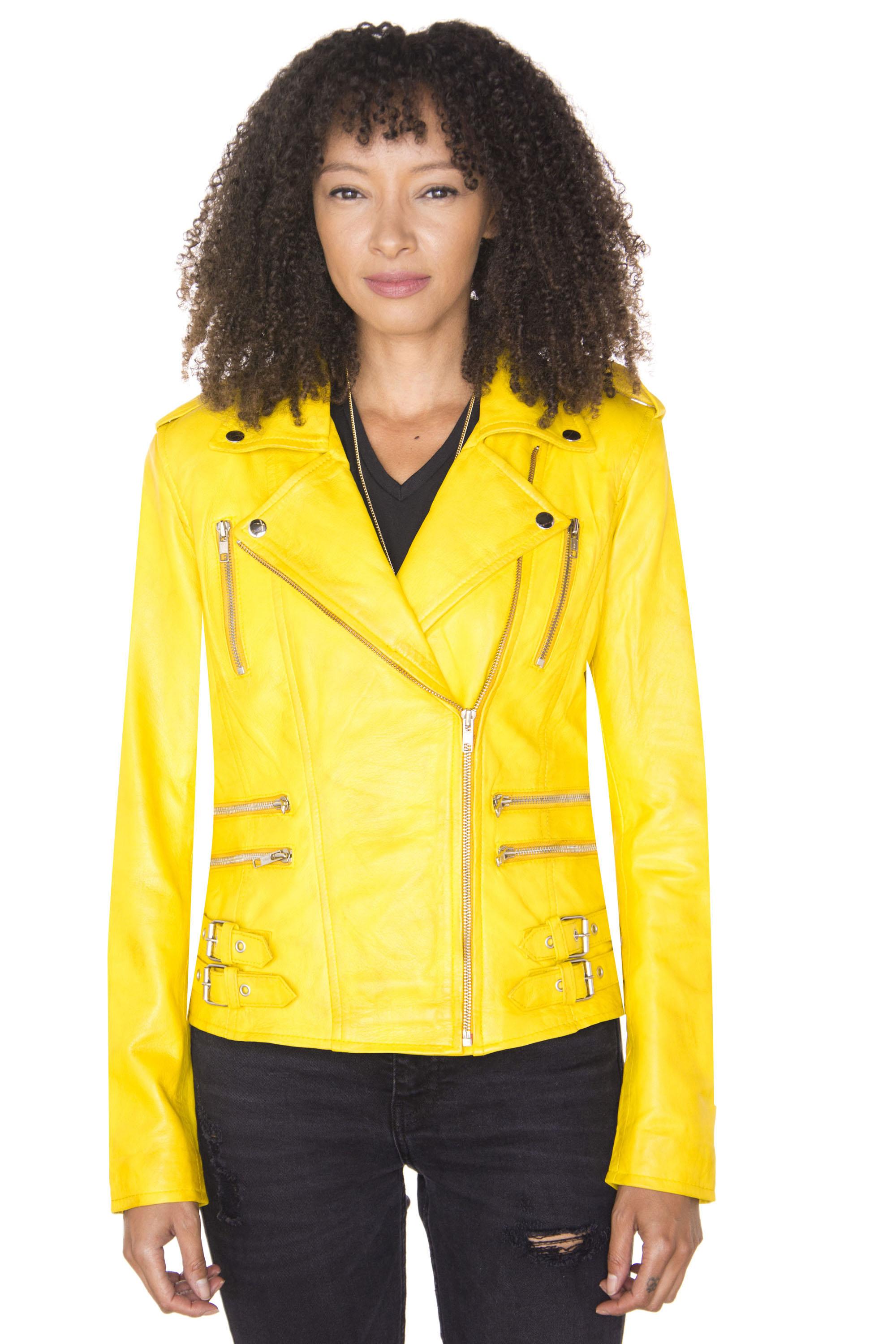 Dames leren vintage Brando Bikerjack-Orlando