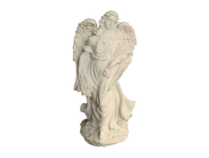 Relaxdays Grabengel Creme Polyresin frostfest 46,5 cm, Kunststoff, 23x46.5x14 cm, Dekoration, Dekofiguren & Skulpturen, Dekoengel